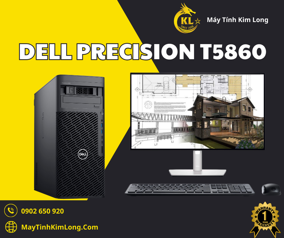 Dell Precision 5860 Tower (Intel Xeon W3-2423/ 16GB/ 512GB SSD PCIe/ NVIDIA T1000 4GB/ Windows 11 Pro